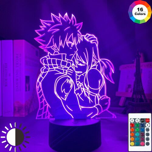 Lampe Led En Forme De Queue De Fée En 3d, Anime, Veilleuse Aux Câlins De Natsu Dragneel Et Erza Scarlet, Capteur Tactile, Veilleuse Pour Chambre D'enfant, Décor De Table