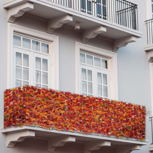 Pare-Vue De Balcon N77, Pare-Vue Pare-Vent   500x150cm Érable Rouge-Jaune