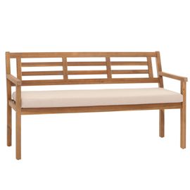 Banc De Jardin Hwc-N47, Banc De Parc Banc En Bois, Bois Massif D'acacia Certifié Mvg   Coussin Crème-Beige