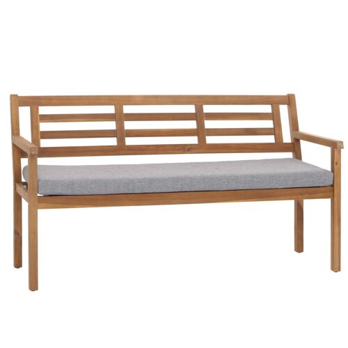Banc De Jardin Hwc-N47, Banc De Parc Banc En Bois, Bois Massif D'acacia Certifié Mvg   Coussin Gris
