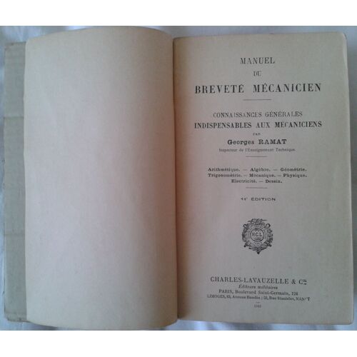 Manuel Du Breveté Mécanicien. Connaissances Générales Indispensables Aux Mécaniciens