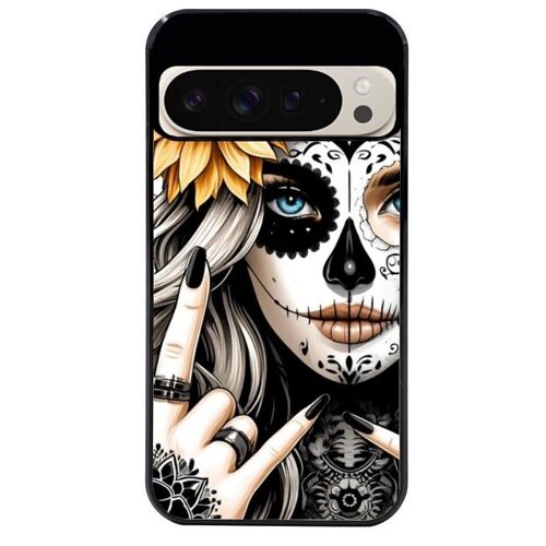 Coque Noire Pour Pixel 9 Tete De Mort Tatoo