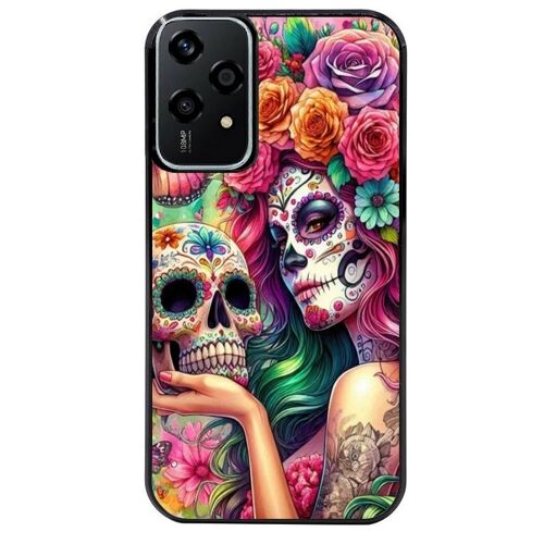 Coque Noire Pour Honor 200 Lite Tete De Mort Calavera Skull