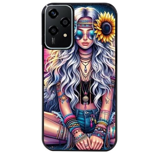 Coque Noire Pour Honor 200 Lite Hippie Girl