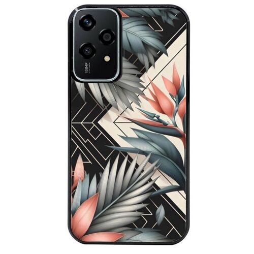 Coque Noire Pour Honor 200 Lite Fleur Geometrique Noire