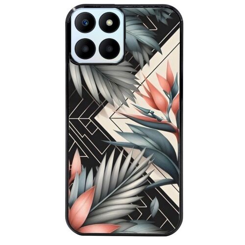 Coque Noire Pour Honor X6b Fleur Geometrique Noire