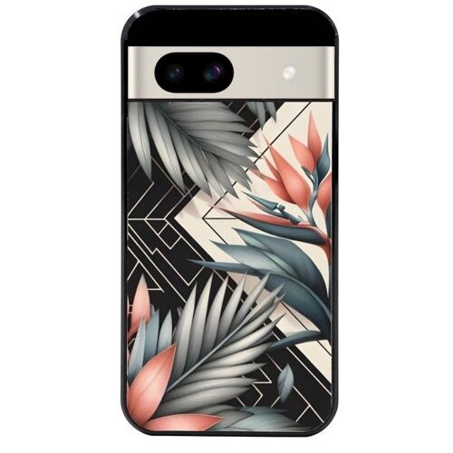 Coque Noire Pour Pixel 8a Fleur Geometrique Noire