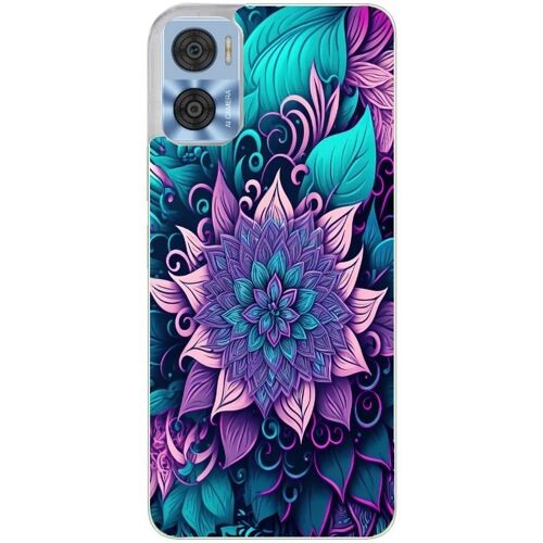 Coque Pour Moto E13 Tropical Mandala Fleur Violet