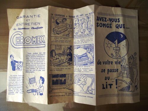 Dépliant Publicitaire Et Bon De Garantie De 1952.Couverture Chauffante Électrique Chromex
