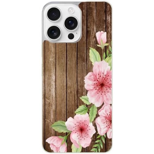 Coque Pour Iphone 16 Pro Bois Fleur Rose