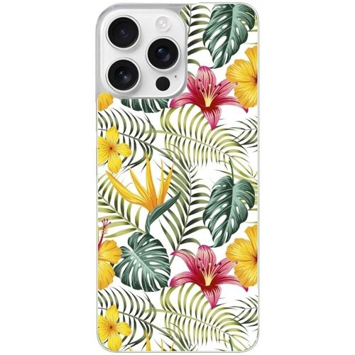 Coque Pour Iphone 16 Pro Jungle Et Fleur Hibiscus