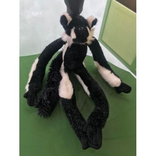 Peluche Doudou Singe Noir Et Blanc Grand Bras Scratch Longues Jambes 44 Cm
