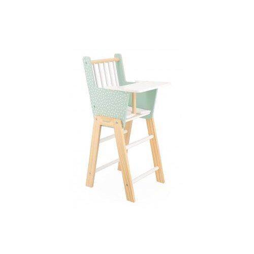 Chaise Haute En Bois Fsc Poupon 30,36,42cm, Vert - Avec Coussin, Tablette Repas - Jouet Imitation - Set Accessoire Poupee Et Carte