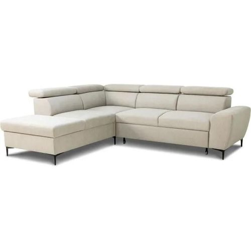 Canapé D'angle Convertible Réversible Avec Coffre - 5 Places - Kasimir - Tissu Beige - 258 X 79/98 X 219 Cm