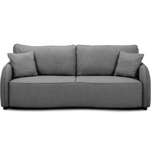 Canapé Convertible Bari 3 Places - Tissu Anthracite - Coffre De Rangement - L215 X H89 X P100 Cm