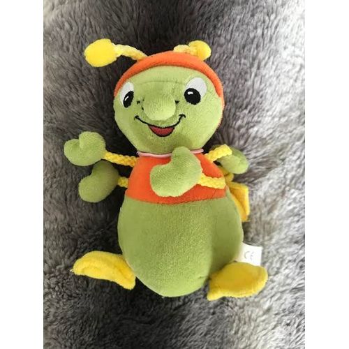 Peluche Doudou Fourmi Insecte Souriant Vert Jaune Et Orange Derchet 16 Cm