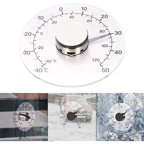 Thermomètre Mural Pour Fenêtre, Thermomètre Transparent Domestique Intérieur Extérieur, Auto-Adhésif Sans Batterie