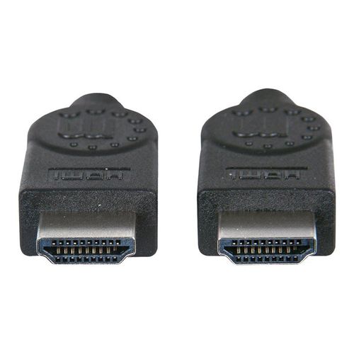 Manhattan HDMI Cable with Ethernet, 1080p@60Hz (High Speed), 10m, Male to Male, Black, Fully Shielded, Gold Plated Contacts, Lifetime Warranty, Polybag - High speed - câble HDMI avec Ethernet -...