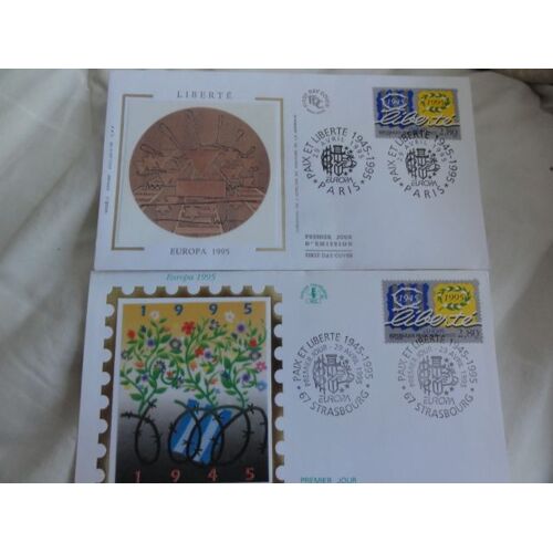 Lot 2 Enveloppes Premiers Jour " Europa 1994  : Liberté 1945 " 29/04/1995