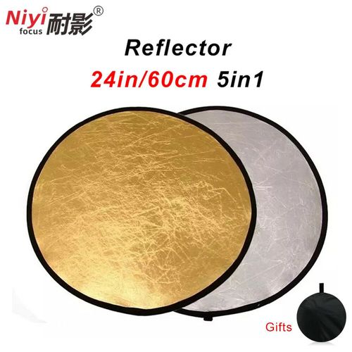 Réflecteur de photographie accessoires de photographie réflecteur de lumière de Studio diffuseur de couleur batterie de Photo 5 en 1 - Type 60cm Gold Silver