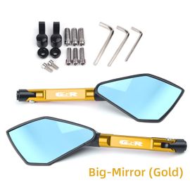 Rétroviseur Latéral Universel Cnc De Moto,Bleu,Anti-Absorbe Ouissement,Pour Suzuki Gsr400 Gsrfemale Gsr750 Gsr 600 400 750 - Type Gold Big-Mirror