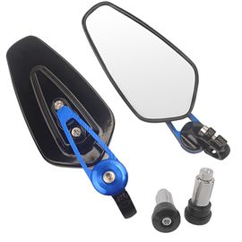 Rétroviseurs Universels D'extrémité De Barre De Moto,Poignée De Vue Arrière,Rétroviseurs Latéraux,Aluminium Nar,Suzuki,Kawasaki,Yamaha - Type Black Blue