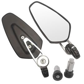 Rétroviseurs Universels D'extrémité De Barre De Moto,Poignée De Vue Arrière,Rétroviseurs Latéraux,Aluminium Nar,Suzuki,Kawasaki,Yamaha - Type Black Silver