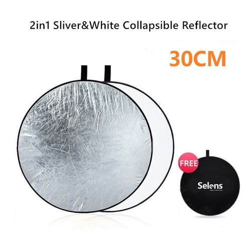 Selens-Réflecteur de photographie portable pliable 5 en 1,diffuseur de lumière,rond,nar,réflecteur multi-taille pour studio photo - Type 30cm silver white