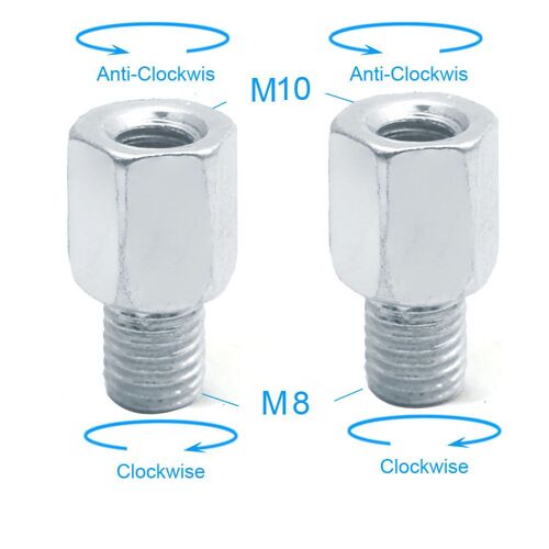 2x M10-M8 (L-R) Paire De Rétroviseurs Arrière Pour Scooter Et Moto, Cave M10, 10mm, M8, 8mm, 6mm, Dans Le Sens Des Aiguilles D'une Montre, Anti-Horaire, Magasins À Droite, Filetage À Main, Vis Proxy Nipseyteko®