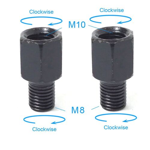 2x M10m8 (Rr) Paire De Rétroviseurs Noirs Pour Moto Cave, Rétroviseurs, 2,2 De Conversion, Anti-Horloge Dans Le Sens Des Aiguilles D'une Montre, Filetage Droit Des Magasins, M10, 10mm, M8, 8mm Nipseyteko®