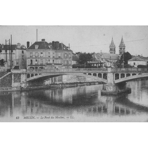 Carte Postale Ancienne "13 Melun. Le Pont Des Moulins. Ll"