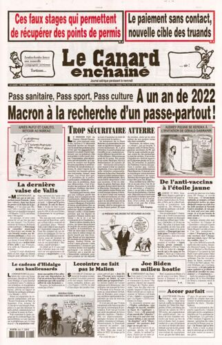 Le Canard Enchainé N° 5246 "À Un An De 2022, Macron À La Recherche D'un Passe-Partout !"