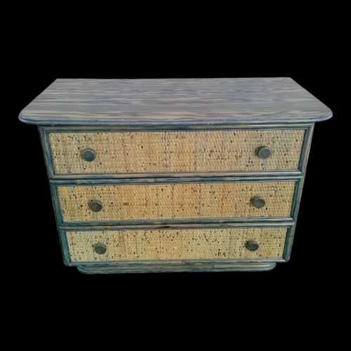 Commode Maugrion En Rotin Vert Et Bleu Vert