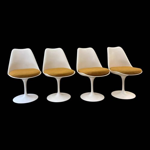 4 Chaises Tulipes Knolll Eero Saarinen Vintage Blanc
