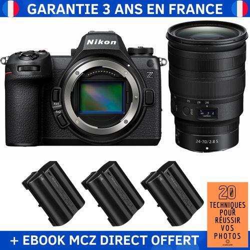 Nikon Z6 III + Z 24-70mm f/2.8 S + 3 Nikon EN-EL15c + Ebook '20 Techniques pour Réussir vos Photos' - Appareil Photo Hybride Nikon