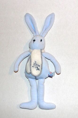 Lapin Sucre D'orge Bleu Echarpe Doudou Peluche 32 Cms