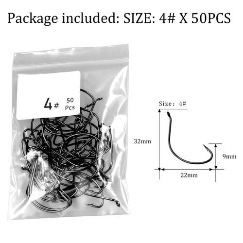 50 Pièces De Taille 4 - Hameçons De Pêche Décalés Wacky Rig, Matériel De Pêche, Ver, Ver, Pour Bar