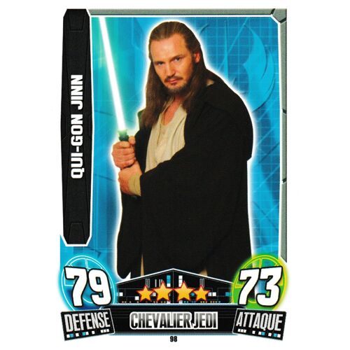 Carte Force Attax Star Wars Qui-Gon Jinn Chevalier Jedi N° 98