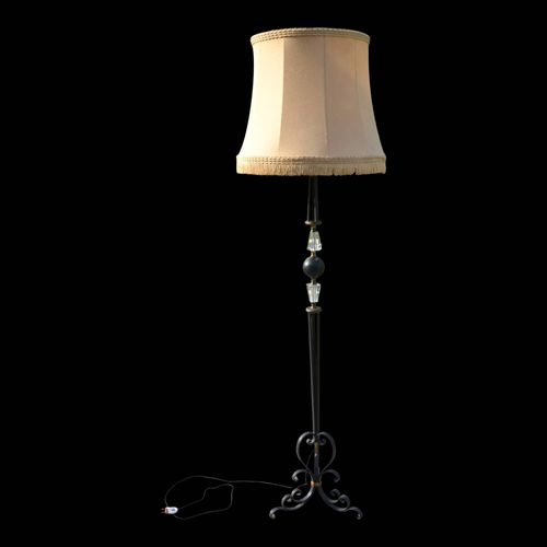 Lampadaire Vintage Cristal De Svres Et Fer Forg Annes 50 Noir