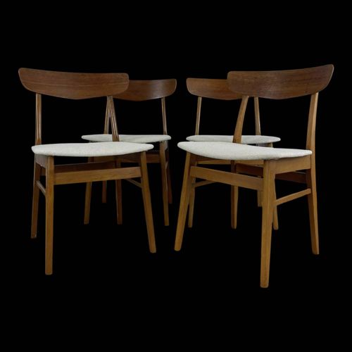 Lot De 4 Chaises Scandinave En Teck Bois