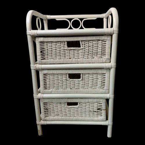 Meuble 3 Tiroirs En Rotin Blanc