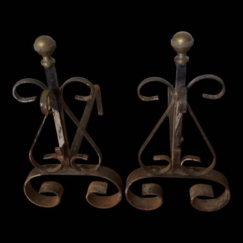Chenets tte boule bronze dor dore