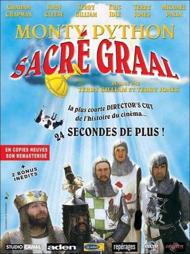 Monty Python, Sacré Graal -Véritable Affiche De Cinéma Pliée -Format 120x160 Cm- De & Avec Terry Jones, Terry Gilliam Avec Graham Chapman, John Cleese, Eric Idle, Michael Palin -1975 Reedition 2002