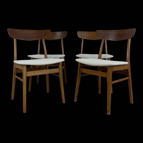 Lot De 4 Chaises Scandinave En Teck Bois