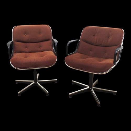 Paire De Fauteuils De Bureau Charles Pollock Marron