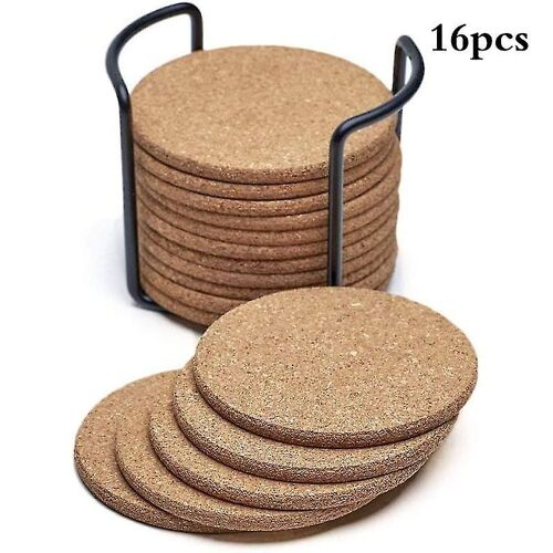 Sous-Verres En Liège Naturel Rond 16 Pièces Ensemble Absorbant Respectueux De L'environnement Résistant À La Chaleur Et Réutilisable 1