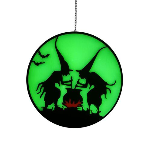 Halloween Luminous Glass Witch Pendant Horror Glowing Crafts Supplies