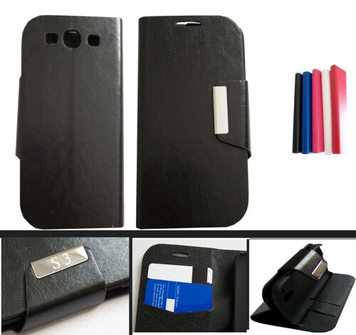 Etui Coque Housse Portefeuille À Rabat Support Tv Luxe Vintage Pour Samsung Galaxy S3 I9300