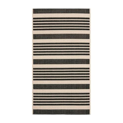 Tapis D'intérieur / Extérieur Rayé Safavieh Cour Noir - 80 X 150 Cm