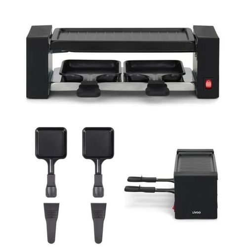 Raclette Grill Duo 2 mini poêlons anti adhérents 400W Noir